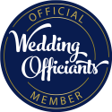 Home 25 Official Wedding Officiants membership badge.